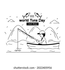 A trendy illustration of boat fishing 