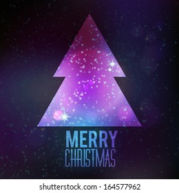 Trendy Illustration with Cosmos and Christmas Tree
