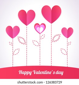 Trendy Illustration of five pink hearts like flowers