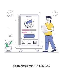 A trendy illustration of mobile analytics in isometric style 

