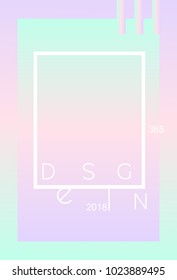 Trendy illustration poster holographic pink blue neon style bright design template