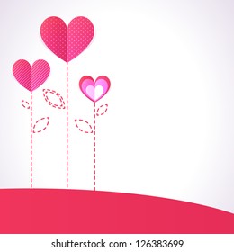 Trendy Illustration of three pink hearts like flowers