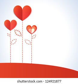Trendy Illustration of three red hearts like flowers