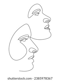 una ilustración de moda de dos caras hombre y mujer para su hogar, línea de arte dibujar industrias de belleza activos