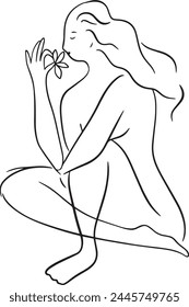 trendy illustration of woman in contour style, body. Vector, simple illustration.