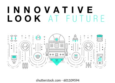 Trendy Innovation systems layouts in polygonal contour line composition, future analysis and technology operations. Made in awesome geometry style with linear pictogram of future for web design.
