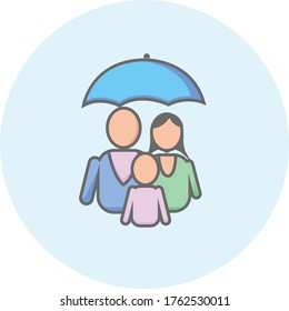 Trendy insurance icon on blue background for web and mobile graphic.