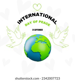 Trendy international day of peace. Vector web banner, illustration, poster, card for social media, network. Text International Day of Peace, September 21st. Vector eps 10 file format