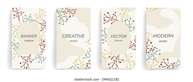 Trendy invitation with floral branches. pastel, creative save the date card templates, wedding invitations, greeting cards. Design with natural motif for social media posts, stories, banners web, ads