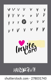 trendy invite cards. Hand Drawn design. Wedding day, anniversary, birthday, Valentin's day, party invitations, invite or save the date. Vector