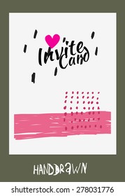 trendy invite cards. Hand Drawn design. Wedding day, anniversary, birthday, Valentin's day, party invitations, invite or save the date. Vector