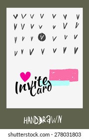 trendy invite cards. Hand Drawn design. Wedding day, anniversary, birthday, Valentin's day, party invitations, invite or save the date. Vector