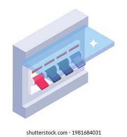 Trendy isometric design of circuit breaker icon