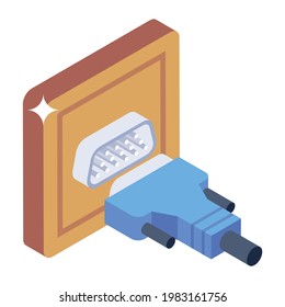 Diseño isométrico de moda del icono de inserción usb