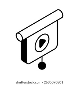 Trendy isometric filled icon of online video lecture