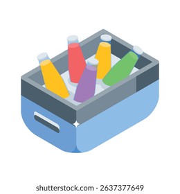 Trendy isometric icon of bottle chiller with ice