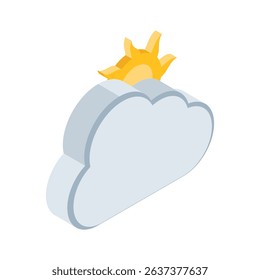 A trendy isometric icon of bright sunny day
