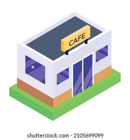 Trendy isometric icon of cafe 


