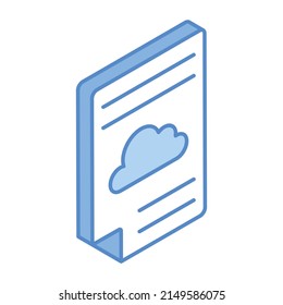 Trendy isometric icon of cloud document 

