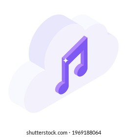 Trendy isometric icon of cloud music