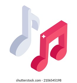 Icono isométrico de moda de la música en la nube

