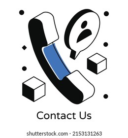 Trendy isometric icon of contact us 

