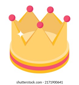 Trendy isometric icon of a crown 
