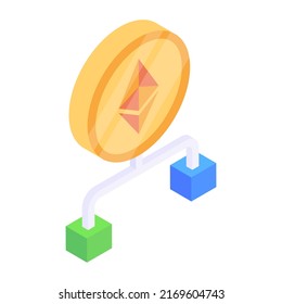 Icono isométrico de moda de cripto 

