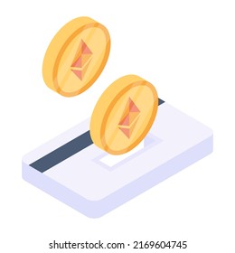 Icono isométrico de moda de cripto 

