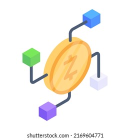 Icono isométrico de moda de cripto 

