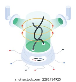 Icono isométrico de moda que representa la investigación del adn 