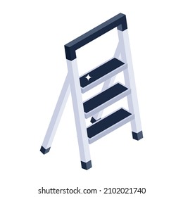 Trendy Isometric Icon Design Of Portable Ladder 

