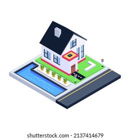 Un ícono isométrico de moda de la vivienda es visualmente perfecto 