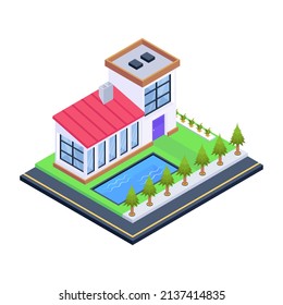 Ein trendiges isometrisches Symbol der Wohnung ist optisch perfekt 