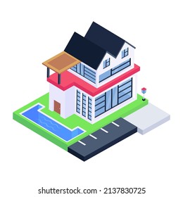 A trendy isometric icon of dwelling is visually perfect 
