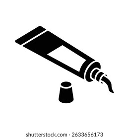 A trendy isometric icon featuring toothpaste tube and cap