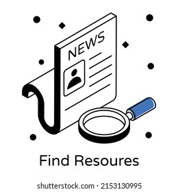 Trendy isometric icon of find resources

