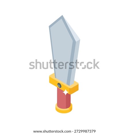 Trendy isometric icon of glowing game sword