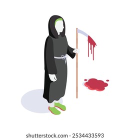 Trendy isometric icon of grim reaper, ready to use vector