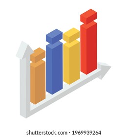 Trendy isometric icon of grouped bar chart