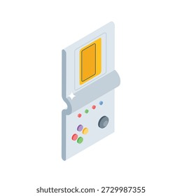 Trendy isometric icon of handheld arcade game console