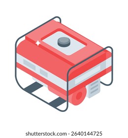 Trendy isometric icon of heavy-duty electricity generator