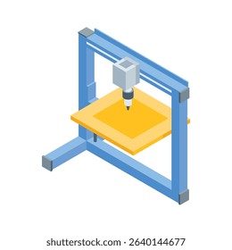 Trendy isometric icon of laser cutter with sparks