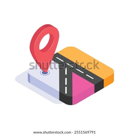Trendy isometric icon of location map in modern style