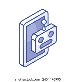 Trendy isometric icon of mobile robot, artificial intelligence vector design