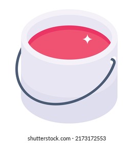 Trendy isometric icon of paint jars 

