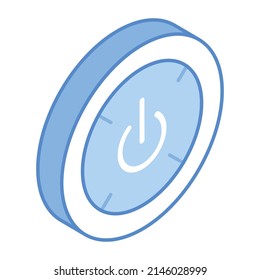 Un icono isométrico de moda del botón de encendido 

