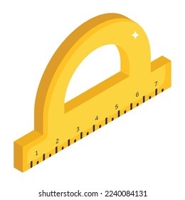 Icono isométrico de moda del protractor con escalabilidad 