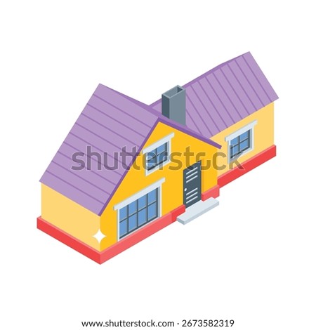 Trendy isometric icon of public accommodation building