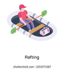 Trendy isometric icon of rafting, editable vector 